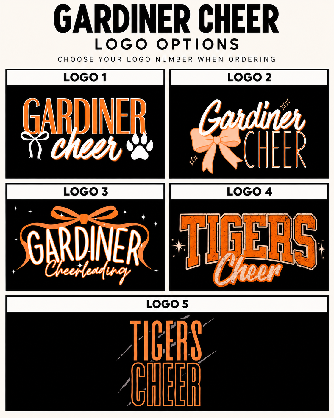 Gardiner Cheer logo options