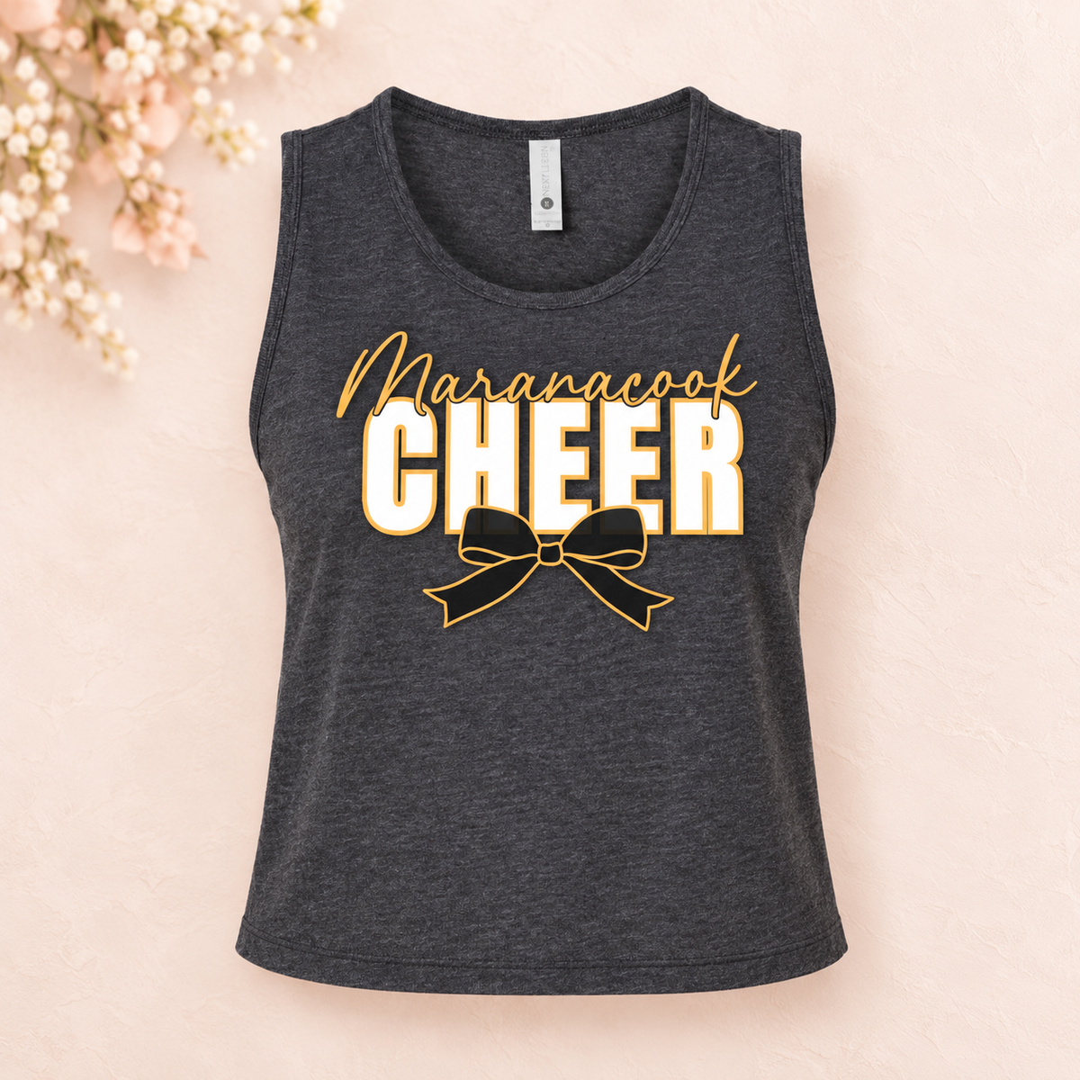 Maranacook Competition Cheer Charcoal Cropped Tank — Design 1