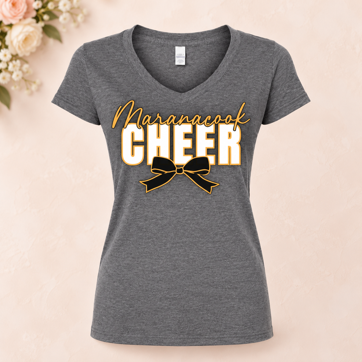 Maranacook Competition Cheer V-Neck T-Shirt — Design 1